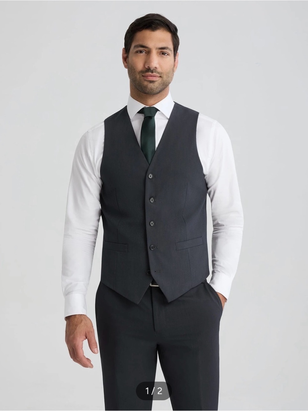 The Suit Shop Charcoal Men's Vest - Classic Button Front NWT